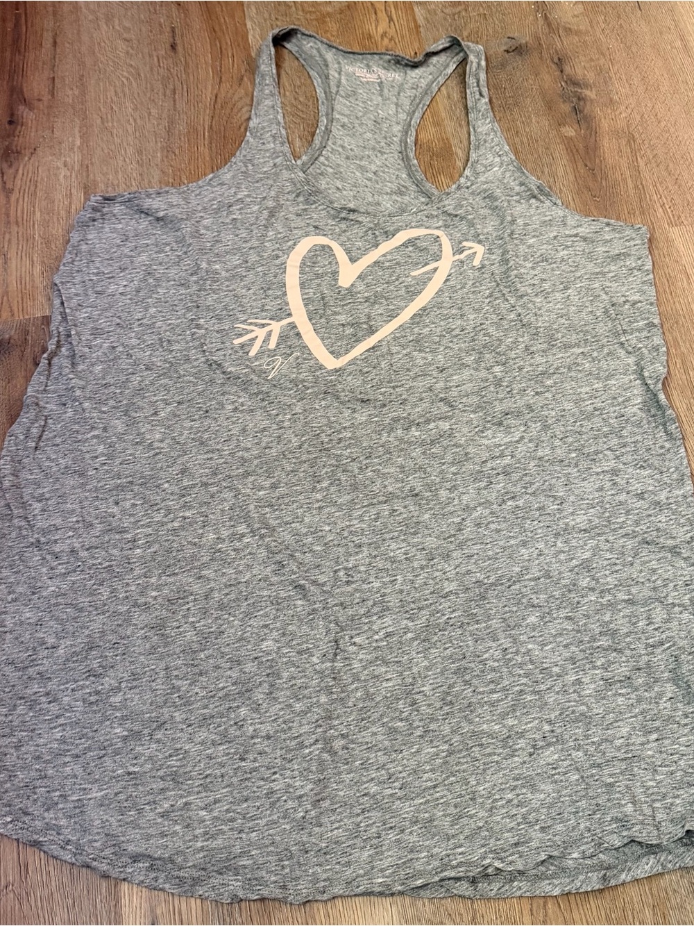 Victoria's Secret Gray Racerback Sleep Tank with Pink Heart Arrow